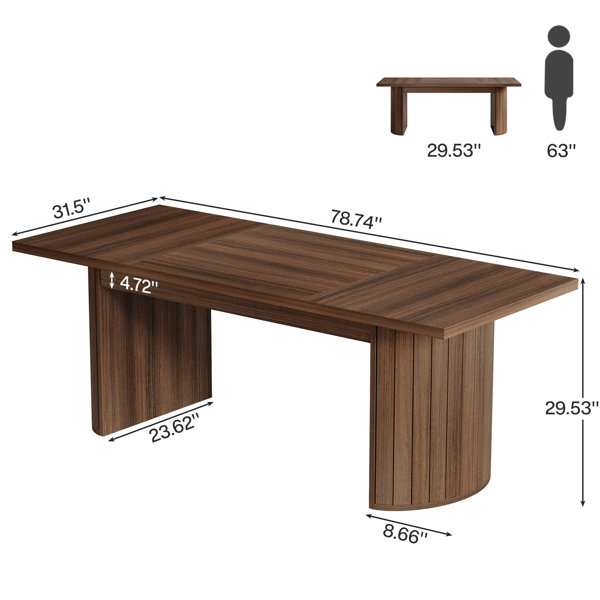 Millwood Pines 78.74" Extra Long Farmhouse Dining Table, Wooden